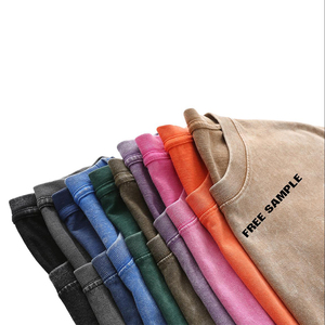 Camisetas de Punto para Hombre, Hechas a Medida, 100% Algodón, Lavado Ácido, Corte Regular, Manga Corta, Cómodas, Transpirables, Bordado Personalizado - Product Image 1