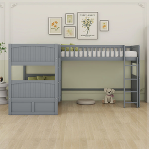 Lineage Corporation lit double en bois massif cadre robuste lit mezzanine supplémentaire meubles de chambre à coucher adaptés aux enfants rangement de taille double - Product Image 2