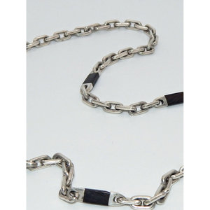 Collana sofisticata. 925 a maglia in argento Sterling con accenti di ebano intarsiati catene di moda per donna - Product Image 3