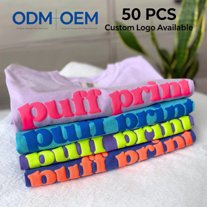 T-Shirt Personalizzata con Stampa 3D in Rilievo, 230GSM Cotone, Oversize con Spalle Scese, Collo Tondo, Stile Streetwear per <span class=keywords><strong>Uomo</strong></span> con Logo in Rilievo - Product Image 1