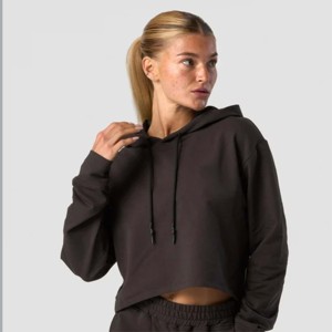 Sweat à capuche court pour femme avec cordon de serrage-Léger et polyvalent, idéal pour le yoga, le fitness et l'usure quotidienne - Product Image 2