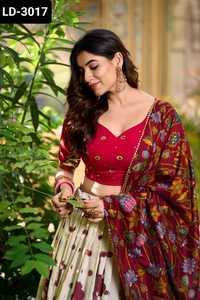 Últimas colecciones de ropa de mujer para bodas y festivales Use Heavy Lehenga Choli con estampado de Kalamkari Gotta Patti Dupatta - Product Image 6