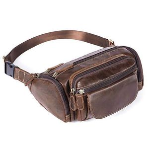 Riñonera de cuero genuino, riñonera con cremallera múltiple, cinturón de cadera, monedero, bolsa negra - Product Image 1