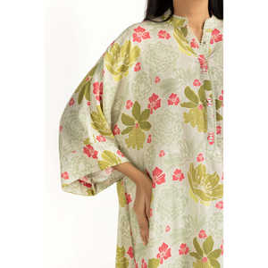 Conjunto Coordinado Estampado de Viscosa con Textura Bohemia IPST-55305, Mangas Tres Cuartos, Tela Crepé para Primavera/Verano - Product Image 1