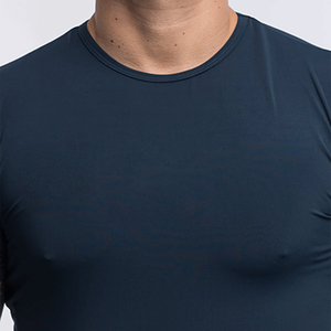 2024 camiseta lisa con cuello redondo para hombre, ropa de Fitness transpirable de alta calidad, estampado de logotipo personalizado, Color sólido para camiseta Polo, artículo caliente - Product Image 3