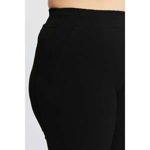 <b>Plus</b> <b>Size</b> Cotton Winter <b>Trousers</b> with Elastic Waistband, <b>Black</b> - Product Image 3