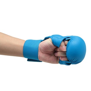Gants de karaté professionnels Sparring sans protection du pouce Bleu Rouge Blanc Mitaines d'arts martiaux pour enfants et adultes - Product Image 4
