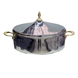 Ensemble de deux casseroles de service avec couvercle en forme de cône plaqué or Casserole isolée à double paroi servant une marmite - Product Image 4