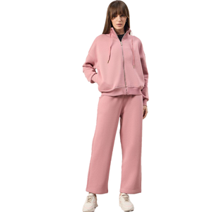 Nouveau haute qualité personnalisé unisexe 100 coton surdimensionné pantalons de survêtement et sweat à capuche ensemble blanc survêtement rose couleur en gros OEM - Product Image 3
