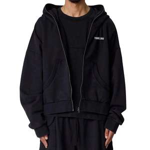 Sudadera con capucha y cremallera completa al por mayor, personalizable, de algodón French Terry de 400 g/m² de alto gramaje, estilo oversize y streetwear. - Product Image 5