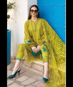 Blue Color Pakistani Modest Dress in Lawn Fabric With <strong>Beautiful</strong> Long Dupatta and <strong>Hijab</strong>