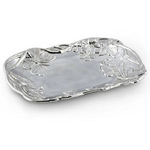 Bandeja Metálica Ovalada de Diseño Elegante y Buena Calidad con Dos Asas Laterales para Servir en Hoteles y Restaurantes, con Acabado Plateado - Product Image 1