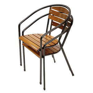 Silla de Jardín 02 GCF113 con Estructura de Hierro y Madera de Acacia Impermeable, Estilo Silla Luna de Madera Sólida 02 - Product Image 4