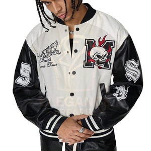 Chaqueta Varsity de Béisbol para Hombre, Corte Holgado, Bloques de Color, Estampado Digital, Manga Larga, Tejido de Buena Calidad, Cómoda de Usar - Product Image 1