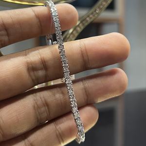 Handmade 14K 18K <b>Gold</b> Brilliant Cut Natural Diamond Tennis Bracelet for Women Premium <b>Bangle</b> Wedding Party Wear Certified - Product Image 2