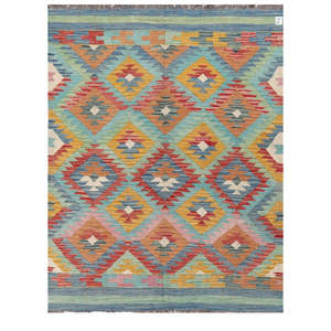 Alfombra Kilim de Maimana, Afganistán, 204 x 156 cm, Alfombras y Juegos de Alfombras Tradicionales Afganas - Product Image 1