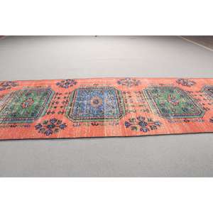 Turkish 2,7x9,7 ft <b>Runner</b> Rug, Vintage Rug, <b>Red</b> Bordered Rug - Product Image 3
