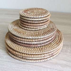 Wholesale Natural Round <b>Woven</b> Placemats Wicker Seagrass <b>Coasters</b> Heat Resistant Rattan Placemats - Product Image 4