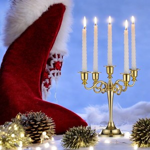 Candelabro de 5 brazos plateado brillante, elegante centro de mesa para celebraciones navideñas y decoración del hogar - Product Image 3