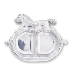 ชามโลหะสองช่องสำหรับเสิร์ฟถั่วและผลไม้แห้งสำหรับงานแต่งงานโต๊ะกลางชามขนมดีไซน์รูปม้า - Product Image 1