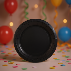 Assiettes en papier noires Party Love 17 cm, assiettes jetables pour les fêtes - Product Image 3