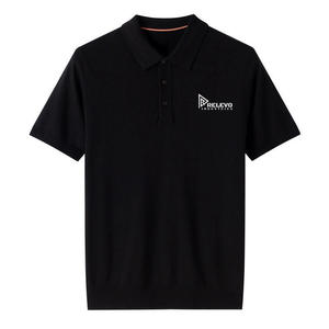 Nuevo Polo de lana de punto de alta calidad al por mayor para hombre, Polo corto de lana fino con logotipo personalizado para hombre, Polo de talla cómoda 220GSM - Product Image 6