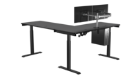 Bureau debout convertible en L VersaDesk PowerLift, design contemporain noir, hauteur réglable, finition thermolaquée pour bureau