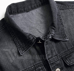 Hot Selling 2025 <b>Men</b> Jeans <b>Jackets</b> Low Moq <b>Men</b> Winter <b>Jacket</b> Low Price <b>Black</b> <b>Denim</b> <b>Jacket</b> Embossed logo - Product Image 4