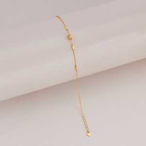 14K <b>Gold</b> and 92.5 Silver <b>Beaded</b> <b>Bracelet</b> Rhodium and <b>Gold</b> Plated with Flower and Key Motif for Gift - Product Image 2