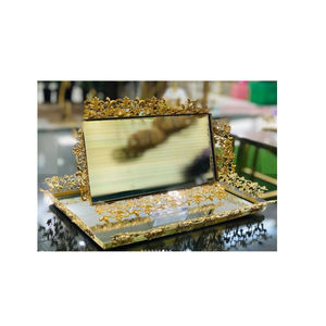 Home <b>Decorative</b> <b>Trays</b> Vintage <b>Silver</b> Mirrored <b>Tray</b> Elegance Design Table Centerpiece for Hotel Restaurant Suppliers - Product Image 2