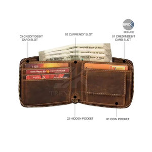 Portefeuille en cuir PU à fermeture éclair intégrale, vente en gros d'usine, nouveau design, taille personnalisée - Product Image 5
