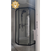 Toilette préfabriquée portable avec lavabo, douche et WC, séparation humide/sèche, structure en acier, salle de bain pour la construction en extérieur