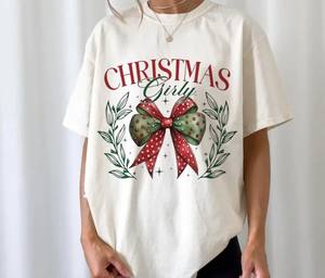 T-shirt de noël hommes 100% coton 230g sérigraphie décontracté surdimensionné lâche personnalisé blanc culturel Style formel - Product Image 2