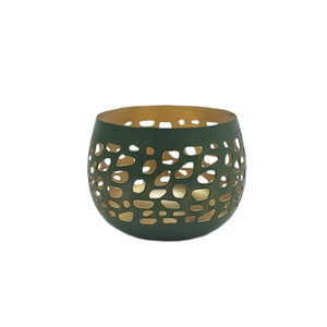 Votive de forme ronde dorée utilisable pour la maison Pot votif en métal décoratif Pot votif à bougie votive vintage - Product Image 2