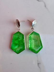 Pendiente colgante de piedras preciosas de peridoto de plata de ley 925, hermoso pendiente verde, joyería de plata elegante para mujer - Product Image 3