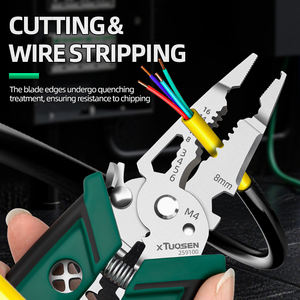 คีมปอกสายไฟ<span class=keywords><strong>8</strong></span><span class=keywords><strong>นิ้ว</strong></span>ทำจากสแตนเลสพร้อมปากกาทดสอบไขควงสายม้วนคีมดึงและคีมปอก - Product Image 3