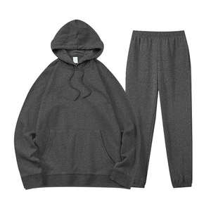 Ensemble de survêtement décontracté en coton épais uni pour l'hiver, sweat-shirt à capuche et pantalon de survêtement, taille plus - Product Image 3