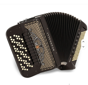 Nuevo acordeón de piano negro Scandalli Cromo Superior Balkan - Product Image 1