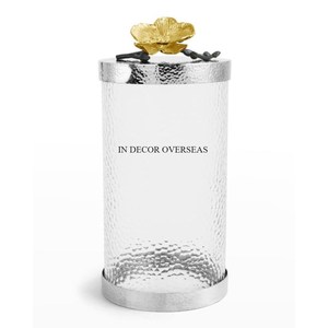 Modèle à la mode arrivée argent brillant poli Unique concepteur boîte de stockage des aliments en verre transparent avec approvisionnement en couvercle supérieur en marbre blanc - Product Image 2