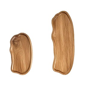 Juego de bandejas de madera de acacia hechas a mano, platos de aperitivos de forma única, platos decorativos rústicos de madera Natural para vajilla - Product Image 3