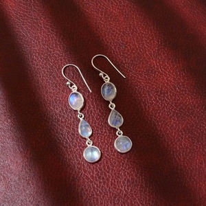 Pendientes de piedra para Niñas para mujer, pendientes de piedras preciosas de piedra lunar de Fuego Azul, pendientes colgantes de plata de ley sólida 925, joyería - Product Image 2