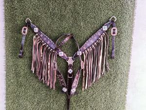 Conjunto ecuestre de cuero de vaca 100% hecho a medida de calidad superior pintado a mano Western Headstall Nylon Breast Collar Direct - Product Image 6