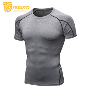 Vêtements de jogging hommes Gym Sports été à manches courtes Compression T-Shirt vêtements de course Yoga Fitness serré haut actif pour hommes - Product Image 1