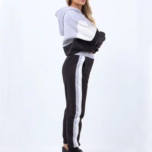 Conjunto de Jogger transpirable de lana de algodón 100% para mujer, chándales de mujer transpirables con logotipo estampado informal de 2 piezas a la venta, precio bajo - Product Image 2