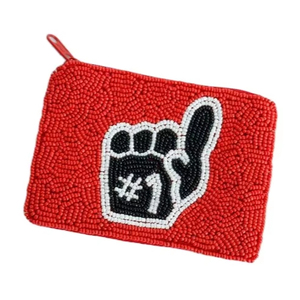 Fancy Handcraft Bordado 1 lugar Beaded Baseball Mini Zipper Bag Día de juego elegante Hermoso y lujoso por Hiba Enterprises - Product Image 1