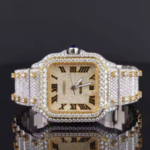 Orologio da <span class=keywords><strong>uomo</strong></span> di lusso in acciaio inossidabile romano quadrante quadrato ghiacciato giappone movimento Moissanite realizzato orologio elegante Look per <span class=keywords><strong>uomo</strong></span> <span class=keywords><strong>donna</strong></span> - Product Image 1