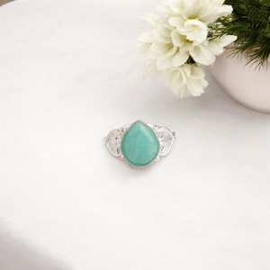 Amazonite Oval Cut Heart <b>Ring</b> 925 Sterling Silver IGI Certified 1.40 Carat Gemstone Handmade Elegant Gift for Women - Product Image 6