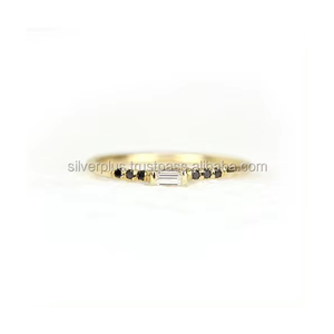 ธรรมชาติปูกลับเพชร14พันสีเหลืองทองหมั้นBaguetteแหวนขายส่งเครื่องประดับ - Product Image 5