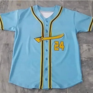Dernier design Maillot de baseball pour hommes à bas prix Maillot de baseball à sublimation de couleur unie et de taille personnalisée Uniformes de chemise - Product Image 1