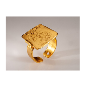 Vintage 1950 Chicago marzo Otoño Invierno nuevo abrigo de lana para mujer joyería de latón superficies texturizadas anillo de dedo de metal para mujer - Product Image 3